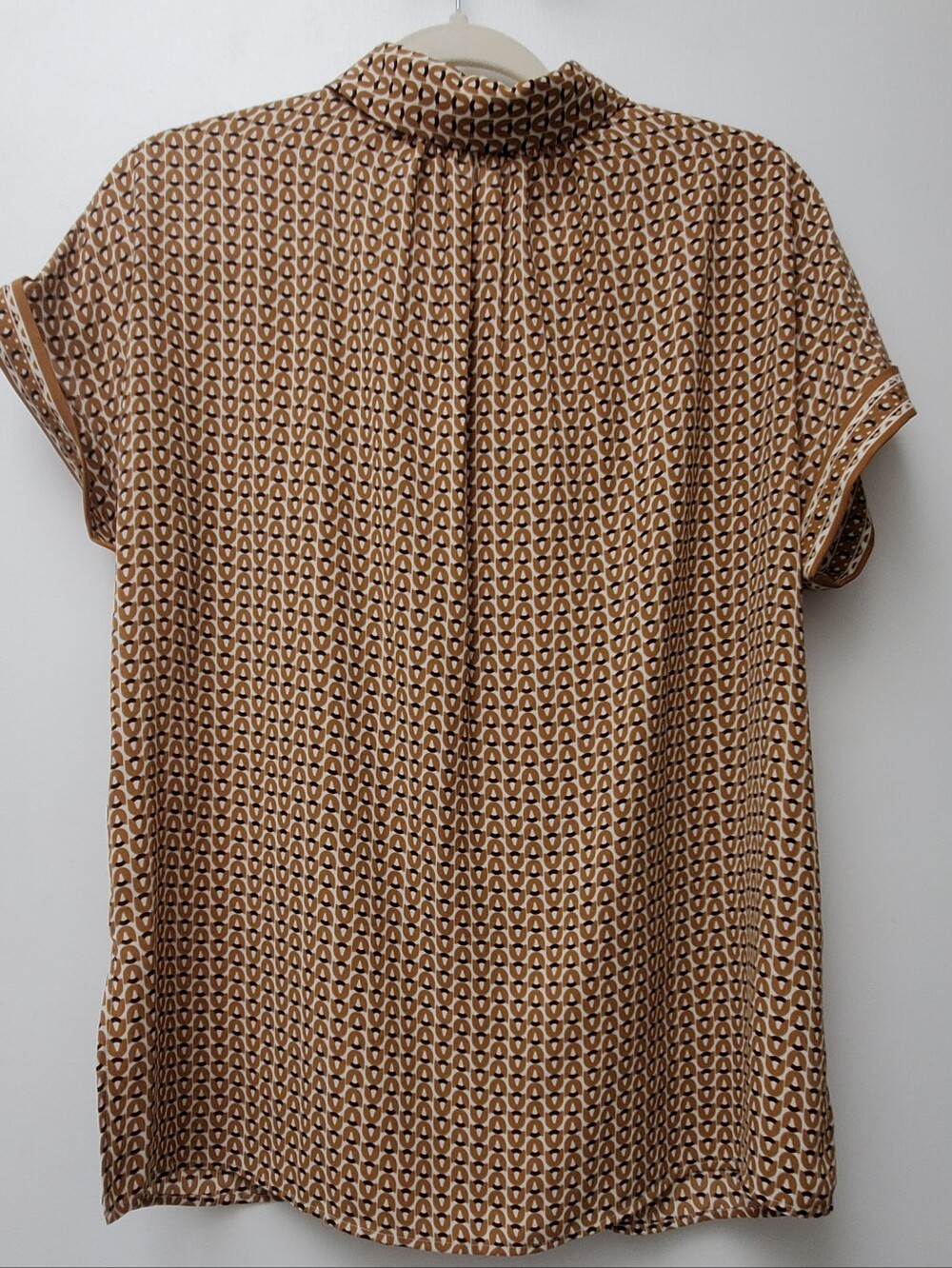 Max Studio London Mod Geometric Print Cap Cuff Sleeve Top Size Large - Picture 7 of 9